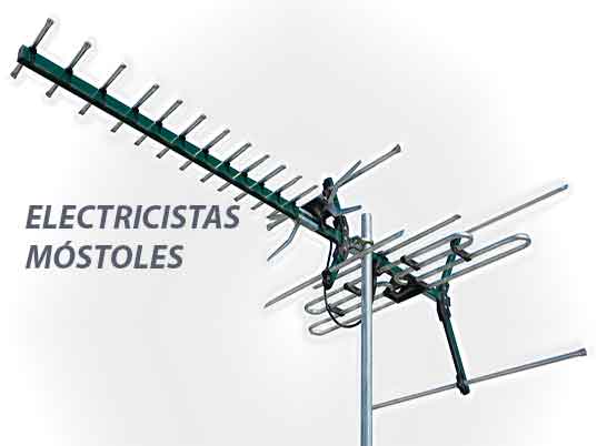 antena de televisión con texto de electricistas móstoles