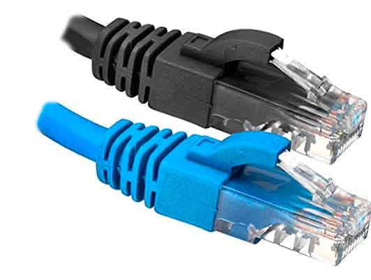 conectores de datos rj45 azul y negro